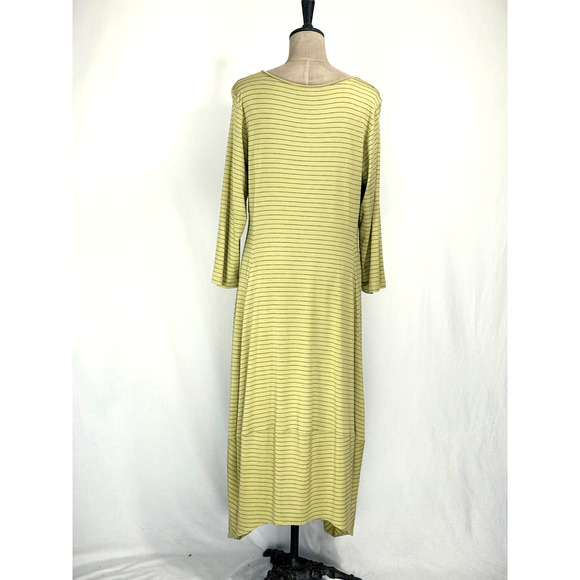 COMFY USA - Balloon Dress - Modal - Fun Chartreuse Stripe XL #0042 ARTWEAR - Picture 4 of 6